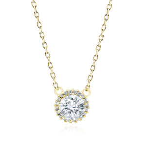 Colier argint placat cu aur galben cu pietre DiAmanti Z1676NG_W-DIA (Argint 925‰ 2,4 g.)